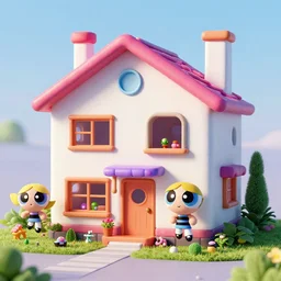 powerpuff girls house, octane render, volumetric, unreal engine