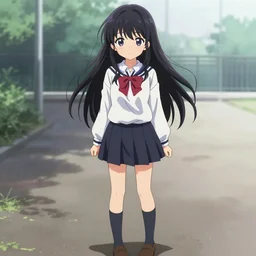 beautiful anime high - school girl, high detail of the face, full body, 1 / 6 hasui kawase