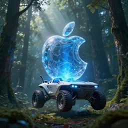 futuristic levitating luxury waterdrop hovering above rover designed by apple flying over the forest art by greg rutkowski and paul ozzimo, epic fantasy scifi blue light engine ultra realistic volumetric light god rays raytracing unreal engine digital art trending artstation deviantart octane render,