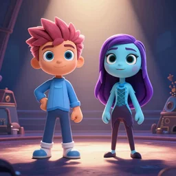cosmo and wanda in a diferent colors nickelodeon cartoon style