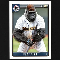baseball card of a gorilla wearing a striped jersey