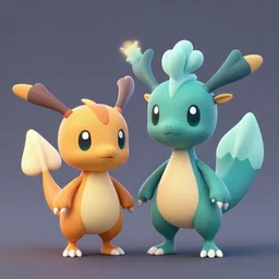 fusion of vaporeon and milotic, kawaii 3d concept art