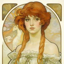 a portrait of a pretty sewer punk young lady by alphonse mucha