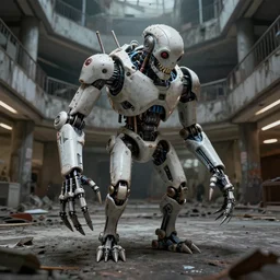 biomechanical cybernetic monster creature in the dark abandoned mall, 3 d artwork by simon stalenhag tooth wu ande beeple