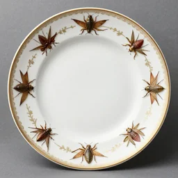 fancy dinner plate decorated with crickets