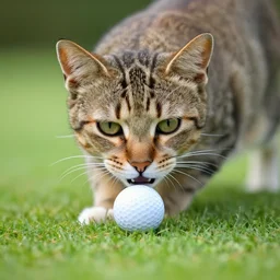 golf ball headed cat