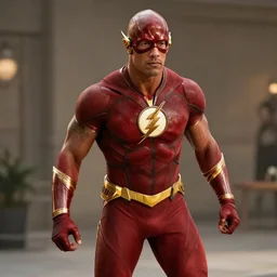 film still of dwayne the rock johnson as the flash in the new flash movie, 4 k