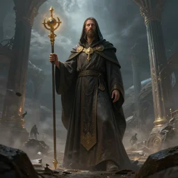 space priest, fantasy apocalypse, digital art, 4 k