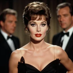 Valery Kaufman as a Bond Girl in a James Bond movie still 1990s cinematic, Makeup by Pat McGrath, Greg rutkowski,  highly detailed, in the style of cinematic