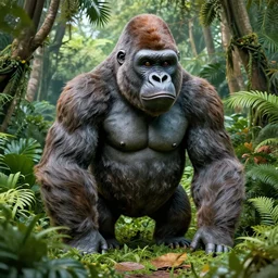 A sculpture of a gorilla in the jungle , artwork by Aaron Blaise disney, art station concept art