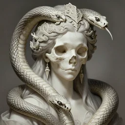 stunning goddess skull snake, portrait, skull, fantasy, intricate, elegant, highly detailed, digital painting, artstation, conceptual art, soft, sharp focus, illustration, art by afshar petros and cushart krenz and demura artem and tony sandoval, fine art