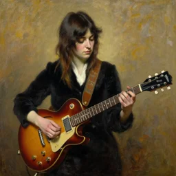Anna Calvi playing electric guitar, oil painting by John Singer Sargent