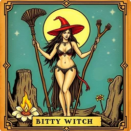 tarot card image of a bikini witch, - n 4