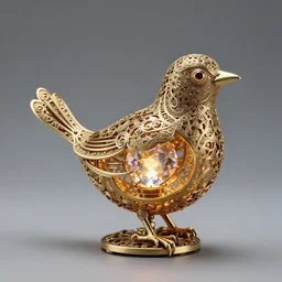 hollow filigree bird - shaped machine, with a glowing gemstone inside it, detailed 8 k, award - winning photography