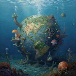underwater world, painting, surrealism, 4k Artstation