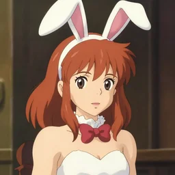 anime girl with bunny ears and shoulder length auburn hair, secret of arietty, studio ghibli, beautiful, 4 k illustration, deviantart