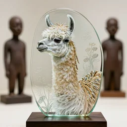 llama with dreadlocks, from glass, by ernst haeckel, james jean, el anatsui, mandy jurgens