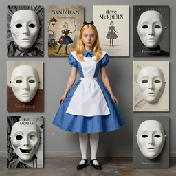 alice in wonderland by dave mckean in the style of sandman covers and mirror mask high definition surreal 4 k