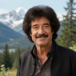 a closeup photorealistic photograph of bob ross as kenny powers. mountains and trees. film still. brightly lit scene. this 4 k hd image is trending on artstation, featured on behance, well - rendered, extra crisp, features intricate detail, epic composition and the style of unreal engine.
