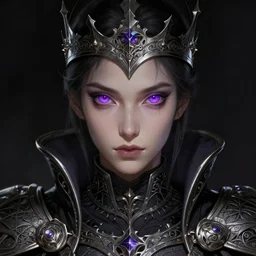 a portrait of the cyberpunk medieval - styled king, purple eyes, high - contrast, intricate, elegant, highly detailed, digital painting, artstation, concept art, smooth, sharp focus, illustration