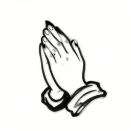 praying hands logo, vector, minimal, one line art, sharp focus, white background