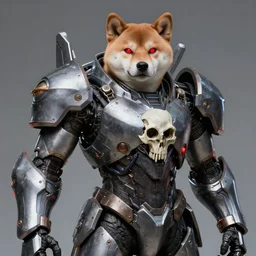 helghast skullknight powered armor, anthropomorphic shiba inu, sci - fi, red glowing eyes, by artgerm and greg rutkowski and magali villeneuve, realistic face
