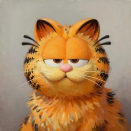 Garfield the cat illustration, soft lighting, soft details, painting oil on canvas by Edmund Blair Leighton and Charlie Bowater octane render, HDR