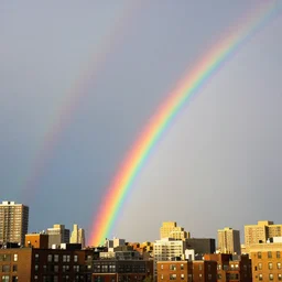 rainbow with impossible color spectrum in the sky of new york city