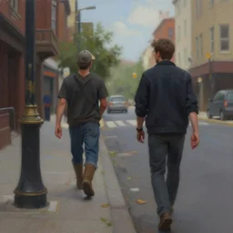 middle of a street, detailed painting, realistic, digital painting, artstation, by, paul bonner, aarons slim
