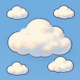 peaceful puffy clouds, hand drawn, 4 k