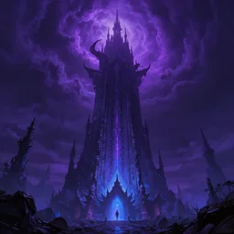Eldritch Tower of The Void, Purple and Blue colored, 4k, masterpiece, cinematic, by Greg Rutkowski, Trending on Artstation