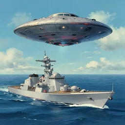 uss nimitz tictac ufo incident by studio ghibli, middle of the ocean, tic tac ufo, warship