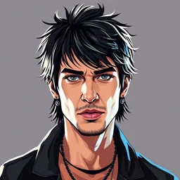 2 d character design, male rock singer, vector art, digital art, portrait, 4 k, 8 k, sharp focus, smooth, illustration, concept art, music artist