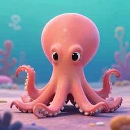 a cute cartoon ovtopus, 3 d pixar still, animated octopus