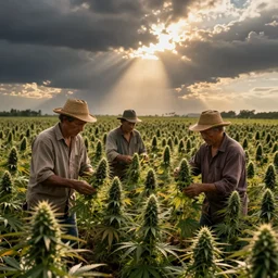 Farmers harvest cannabis