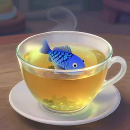 a fish in a cup of tea pixar animation