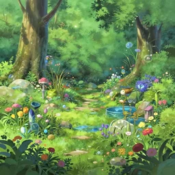an anime movie background matte painting of a secret spring garden, fantasy, by makoto shinkai, trending on artstation, highly detailed