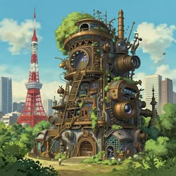 architecture by lee madgwick, steampunk tokyo nature studio ghibli, archdaily, wallpaper, highly detailed, trending on artstation.