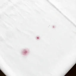 top view of a white tablecloth with some small red wine soft stains