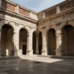 equirectangular photography, courtyard, neoclassicism, rome