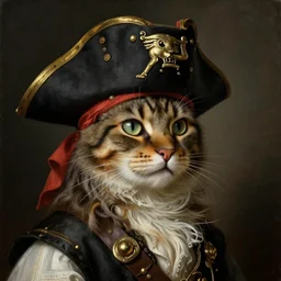 portrait of a cat pirate , painting, 16th century