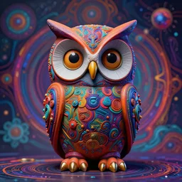 psychedelic cat owl figure by naoto hattori, android jones and chris dyer, deep bold colors, galactic entity, depth of field, intricate beautiful painting, billions of details, octane render, trending on artstation