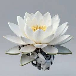 waterlily head mobile combat suit floral rococo robot, biomechanical, waterlily mecha nymphaea, detailed illustration, concept art, smooth, sharp focus, by frank gehry, bandai macross box art