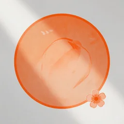 album artwork, vintage color halftone advertisement large colorful orange peach and one small blossom illustration, nostalgic high saturation, solid light grey background