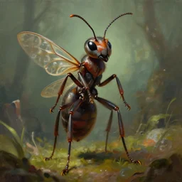 A painting of an anthropomorphic ant queen standing upright formian pathfinder,  digital art 4k unsettling insectoid ,  Wayne Barlowe Pierre Pellegrini Greg Rutkowski