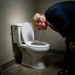 donald trump drinking out of the toilet in prison