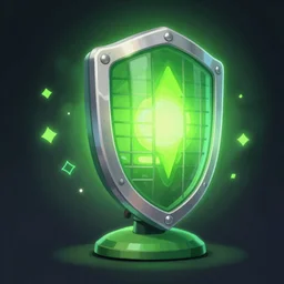 green heater - shield, powerful fantasy epic legends, game icon stylized, digital illustration radiating, a glowing aura, global illumination, ray tracing, 8 k high definition, intricate details, octane render, unreal engine, trending on arstation
