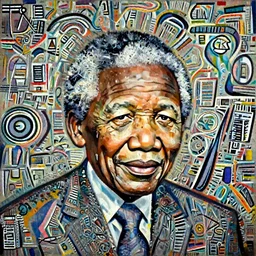 a portrait painting of Mandela by Mati Klarwein