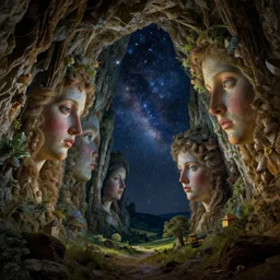 most beautiful jitter cave stellar belittlement in the style of william blake, terese nielsen, detailed, intricate, steve argyle, most beatiful faces, cinematic, dramatic lighting, 8 k resolution, pastoral fantastic reality