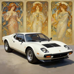 beautiful painting of 1988 De Tomaso Pantera , intricate, elegant, highly detailed, digital painting, artstation, concept art, matte, sharp focus, illustration, art by Artgerm and Tom Bagshaw and Greg Rutkowski and Alphonse Mucha